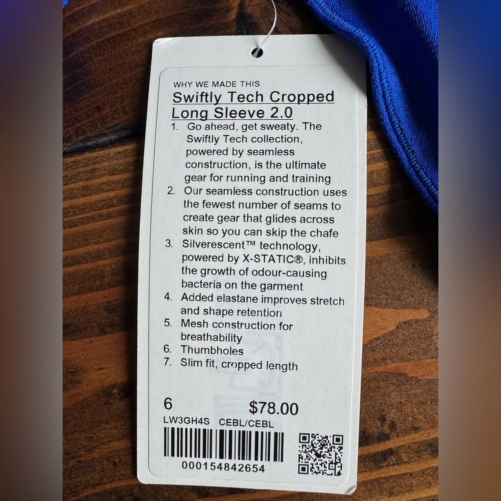 Swiftly Tech Cropped Long Sleeve 2.0 - Cerulean Blue - Picture 8 of 9